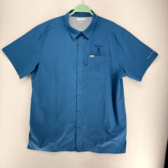 Columbia x Boston Red Sox Embroidered Button Down Tek‎ Shirt  Mens Size L - Picture 1 of 10